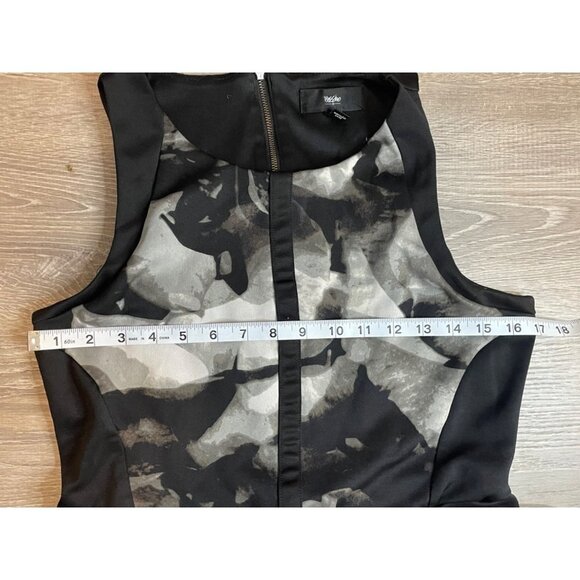 Mossimo Black White Sleeveless Patterned Knee Length Dress Sz M - Picture 7 of 10